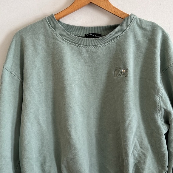 For Love & Lemon’s olive Green Embroidered Crewneck Sweatshirt Size small - Picture 3 of 7